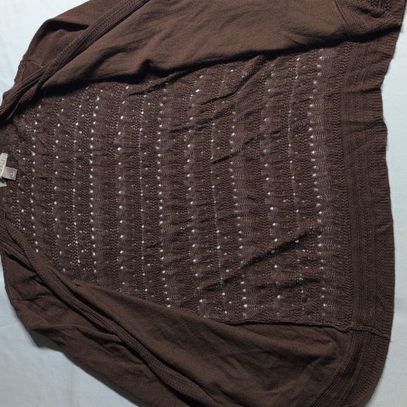 Roz & Ali Brown Knit Cardigan Sweater Size Small - Picture 2 of 5